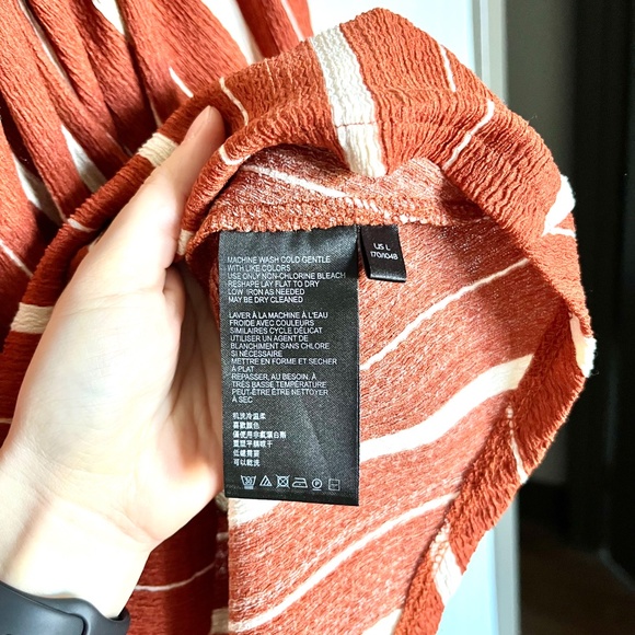 Anthropologie Elodie Off-Shoulder Top Terracotta Burnt Orange Stripes Size Large - Picture 6 of 8
